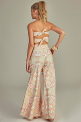 CROPPED BUSTIER GREEN PAISLEY PRINT