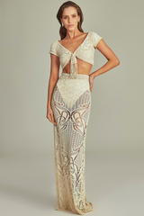 SIXTY SKIRT IN BEIGE LACE