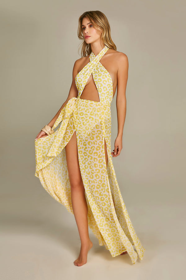 Fendas Skirt In Yellow Leopard Print