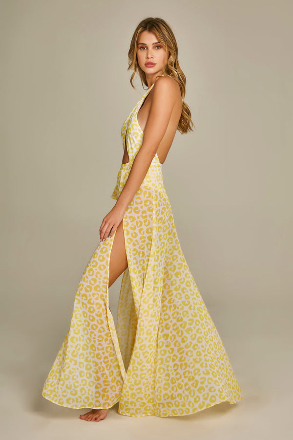 Fendas Skirt In Yellow Leopard Print