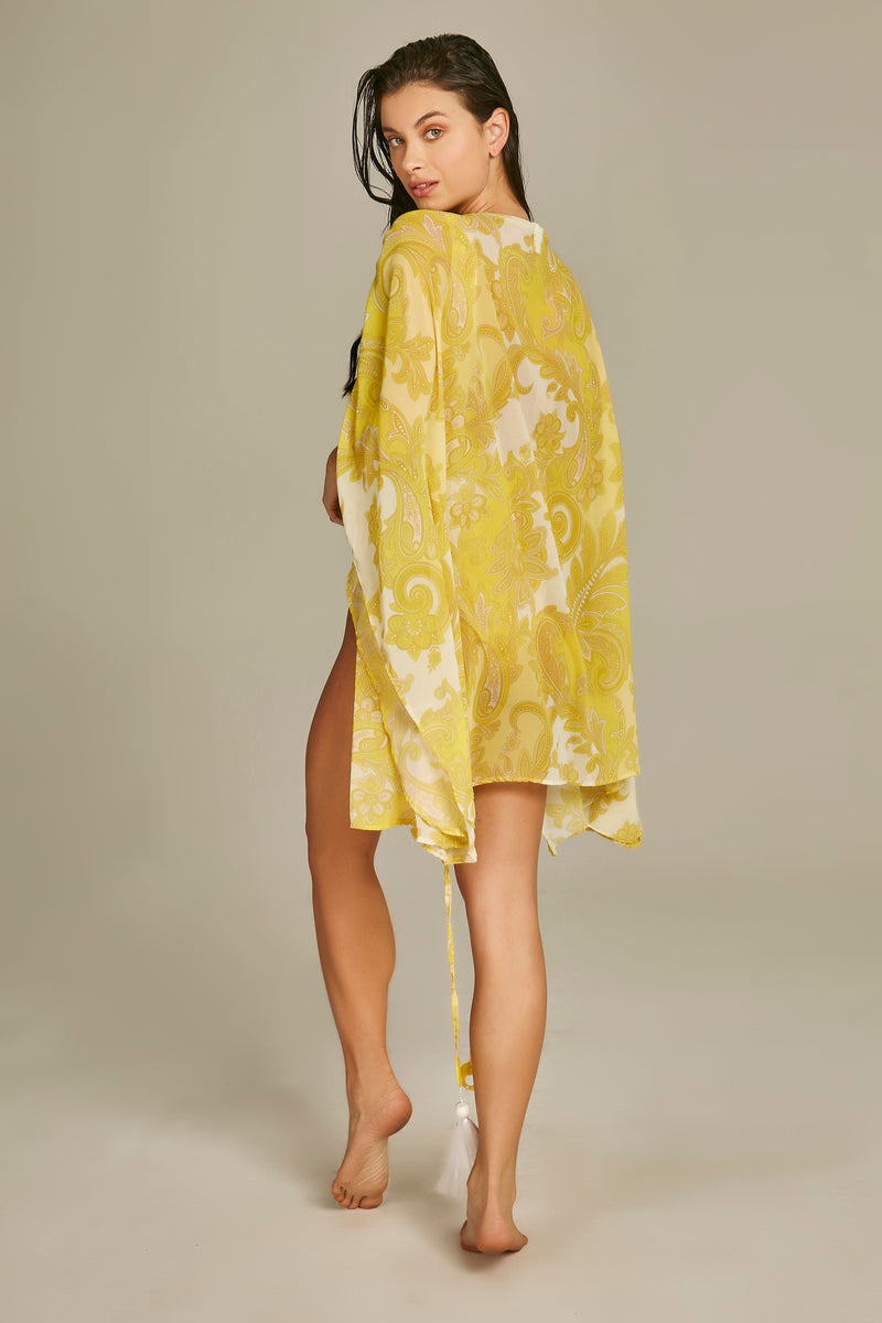 Malaga Kimono in Yellow Baroque Print