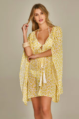 Malaga Kimono In Yellow Leopard Print
