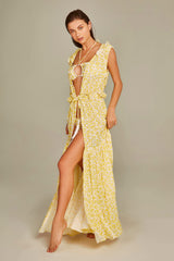 Sophie Robe In Yellow Leopard Print