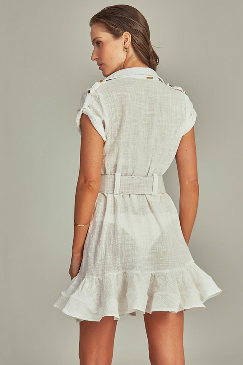 SHORT TRENCH DRESS OFF WHITE